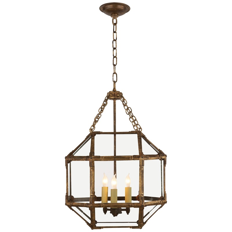 Three Light Lantern from the Morris Collection in Gilded Iron Finish by Visual Comfort Signature