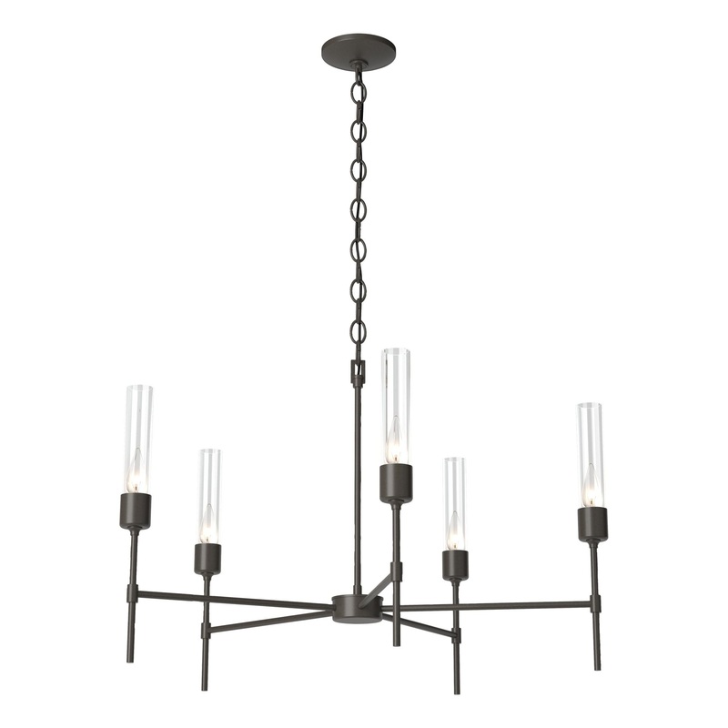 Vela 5-Arm Chandelier Dark Smoke Clear Glass (ZM)