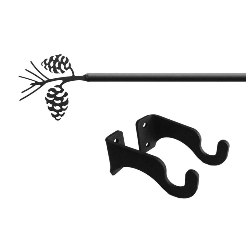 Village Wrought Iron CUR-89-35-S Pinecone Curtain Rod SM (Hardware is INCLUDED)