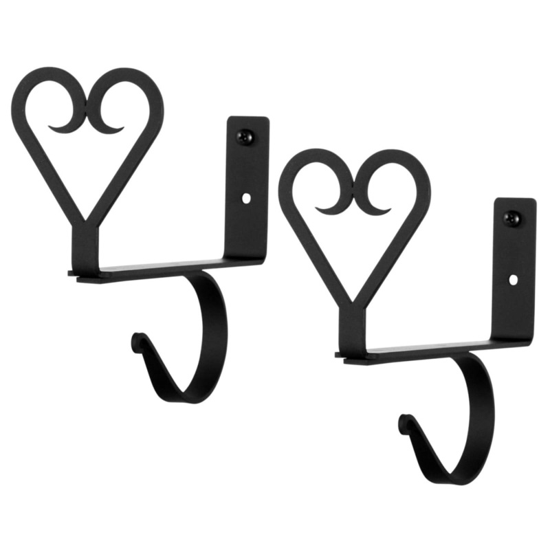 Village Wrought Iron CUR-SB-51 Heart Curtain Shelf Brackets (pair)