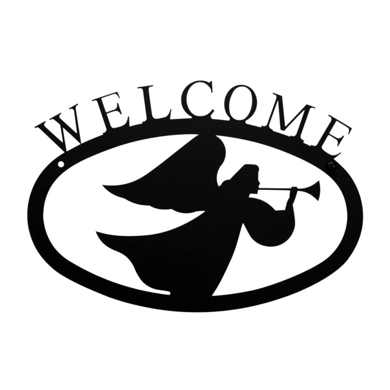 Village Wrought Iron WEL-48-S Angel Welcome Sign Small