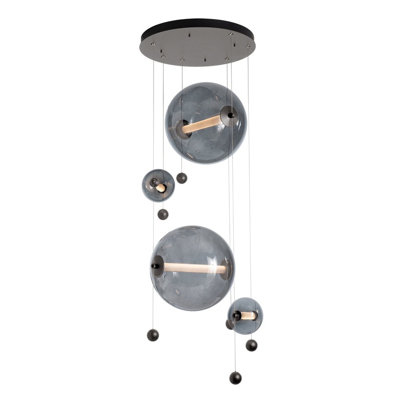 Abacus 4-Light Round LED Pendant Dark Smoke Cool Grey Glass (YL)