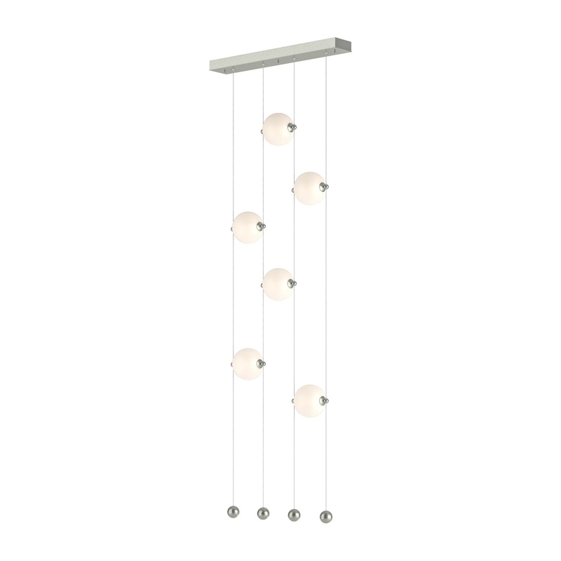 Abacus 6-Light Ceiling-to-Floor LED Pendant Sterling Opal Glass (GG)