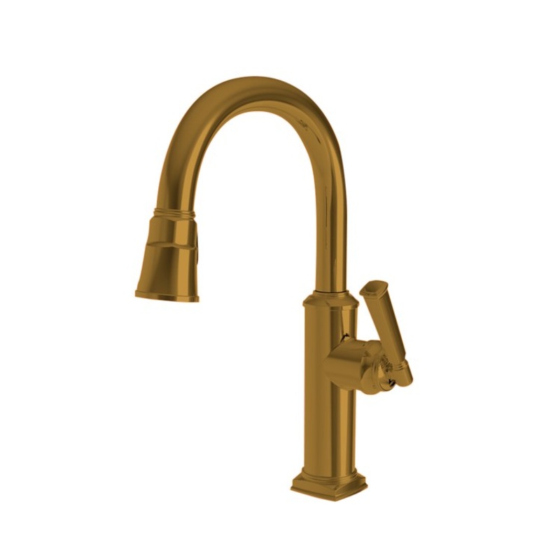 Bar Faucet Zemora 1 Lever ADA Aged Brass Pull Down Swivel Brass Spout Height 8-1/3 Inch 1.8 Gallons per Minute