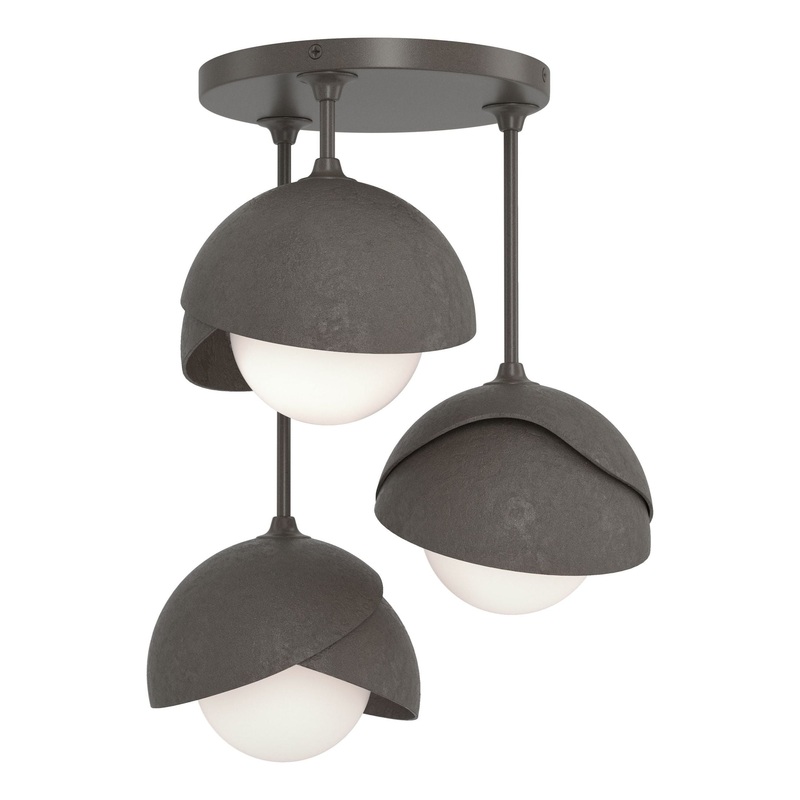 Brooklyn 3-Light Double Shade Semi-Flush Dark Smoke Dark Smoke