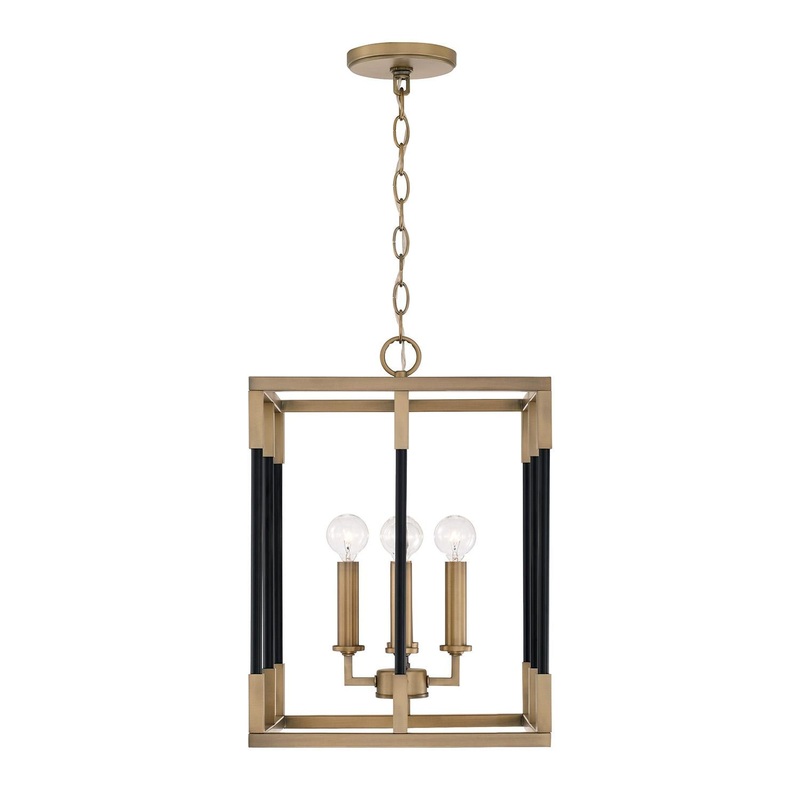 Capital Lighting 544741AB Bleeker 4 Light Foyer Aged Brass and Black