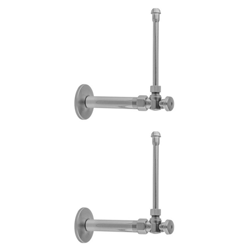 Faucet Supply Kit Quarter Turn Angle Pattern 20 Inch Brass Satin Brass Includes 3/8 Inch IPS x 3/8 Inch O.D. with Oval Handle