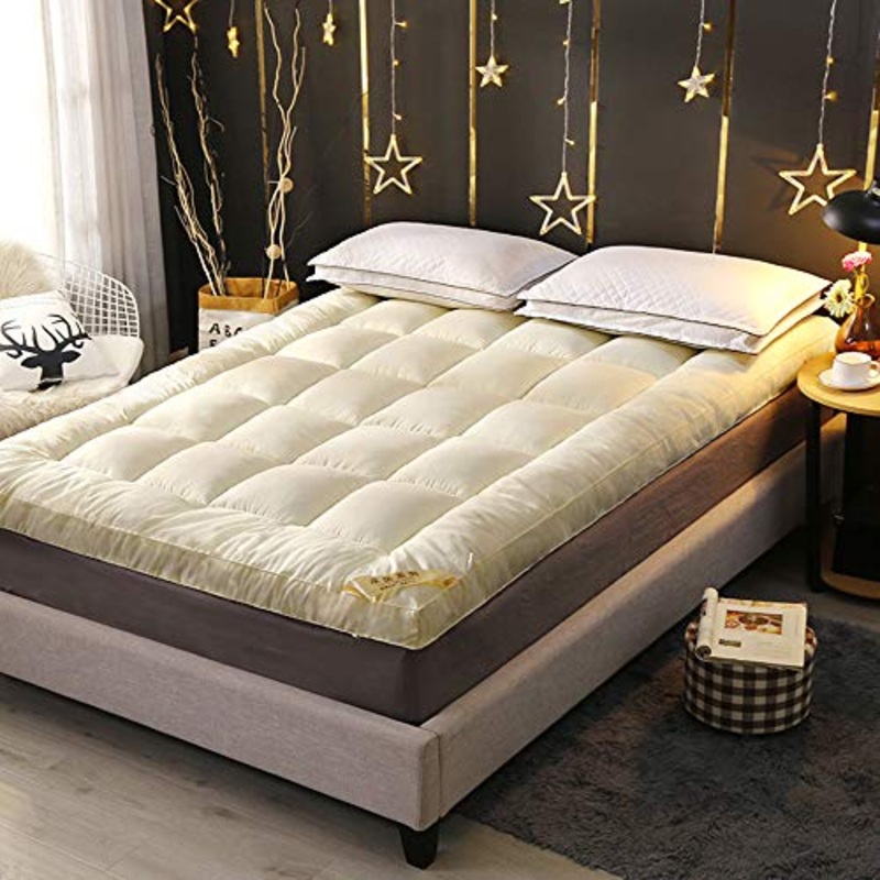 Futon – Materassino pieghevole in tinta unita Tatami, per letto singolo, matrimoniale, tiene caldo in inverno, morbido tappetino dormitorio, per studenti, singolo, matrimoniale, beige, 100 x 200 cm