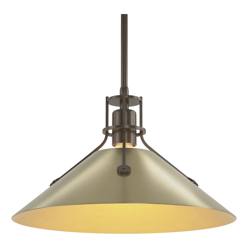 Henry Medium Steel Shade Pendant Bronze Modern Brass