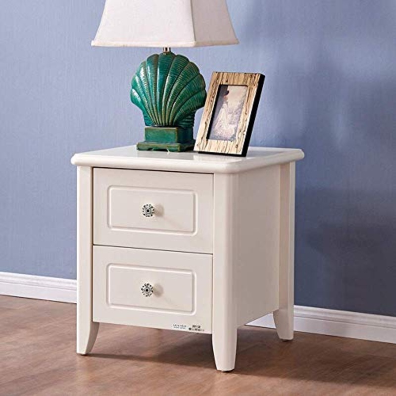 HYY-YY Comodino for il soggiorno camera da letto Ufficio Accessori universitaria Due Tabella cassetto laterale adatto come comodino moderna cassetto del comodino (Colore: Bianco, Dimensione: 45.2X45X4