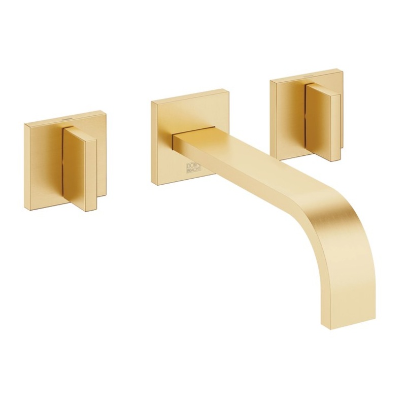 Lavatory Faucet MEM Wall Mount Mixer 2 Lever ADA WaterSense Brushed Durabrass 1.2 Gallons per Minute Less Drain 3 Hole