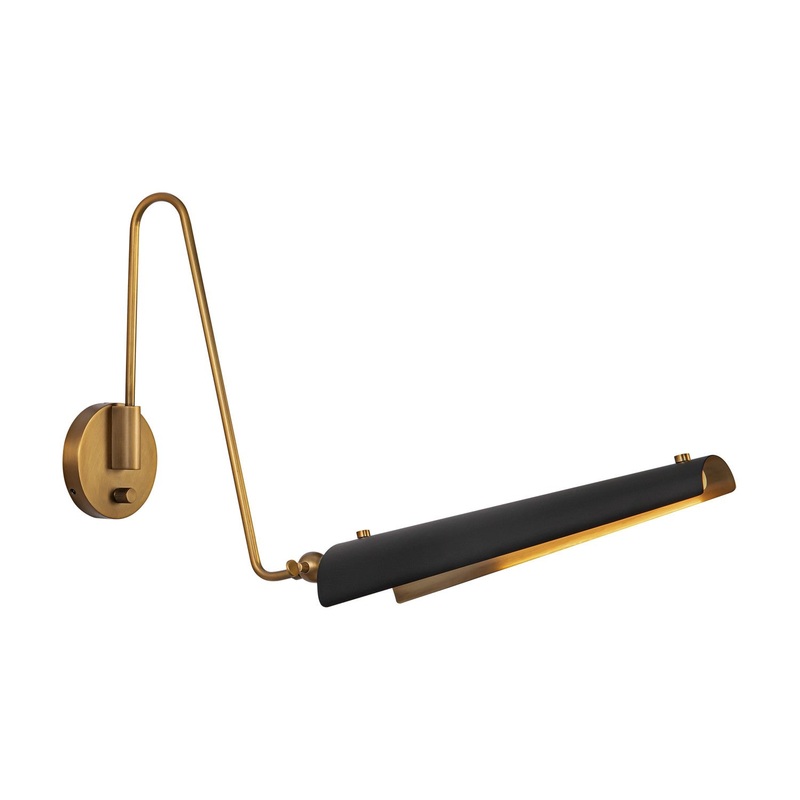 LED Vanity from the Osorio Collection in Matte Black/Vintage Brass Finish by Alora