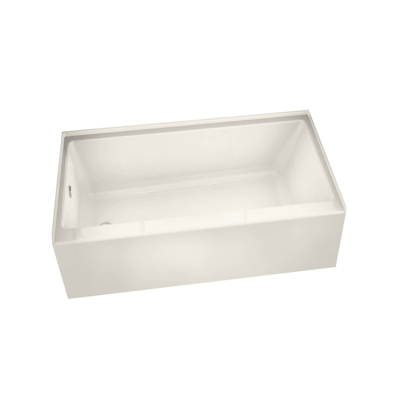 MAAX 105705-000-007-001 Rubix 6032 Acrylic Alcove Left-Hand Drain Bathtub in Biscuit