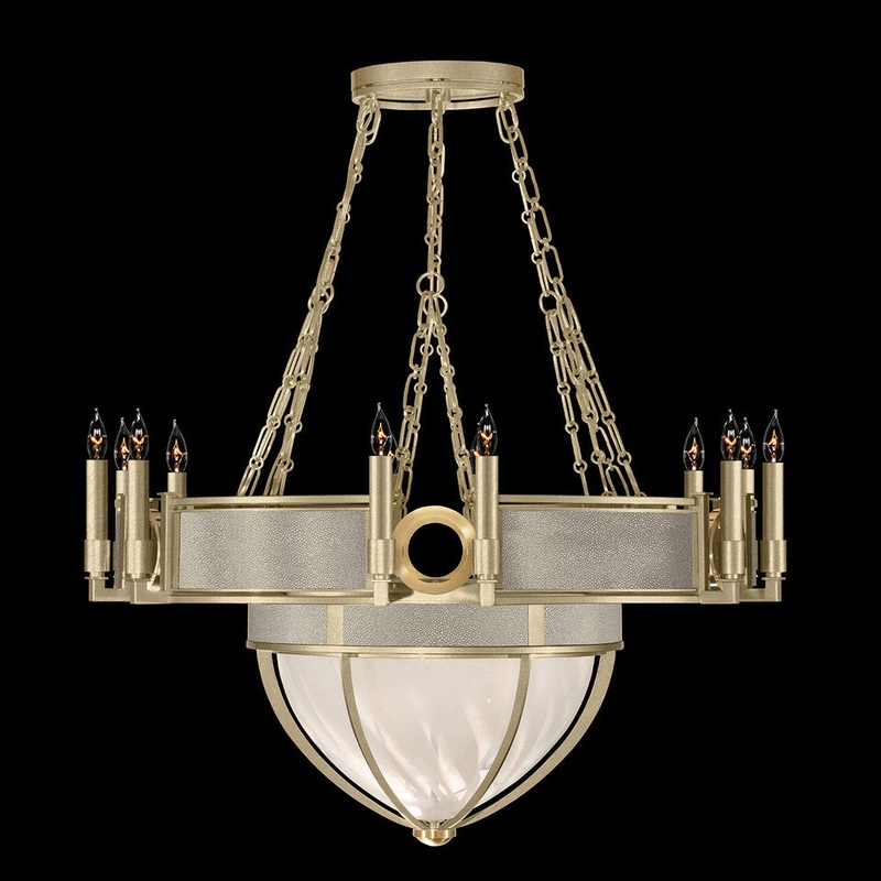 Mirage 35.75″W Round Chandelier Soft Gold Leaf/Brass/Coco