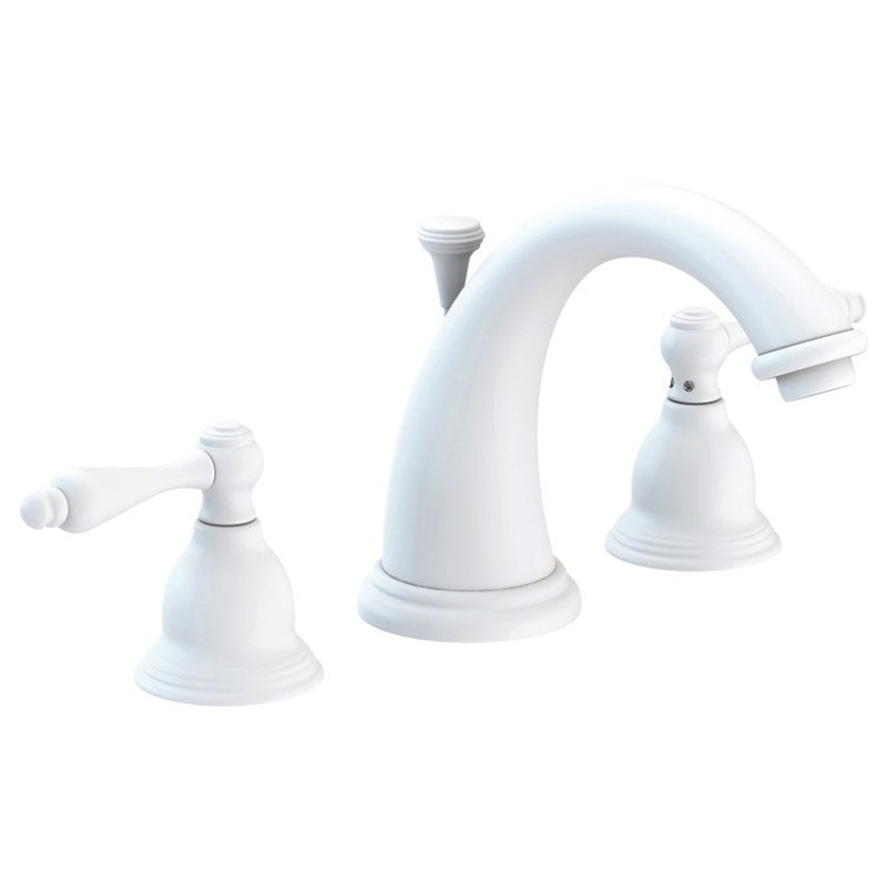 Seaport Two Handle Widespread Bathroom Faucet with Lever Handles with Drain – Matte White