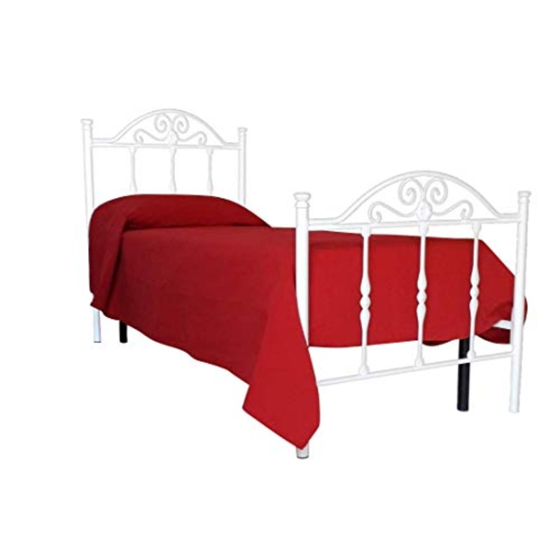 Sedam Srl Letto Singolo, in Ferro BATTUTO, Modello Tiziano, Vari Colori Disponibili (Bianco)