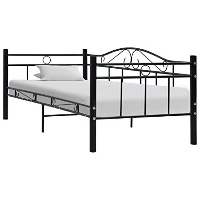 BIGTO – Struttura letto in acciaio per camera da letto, 90 x 200 cm, colore: Nero