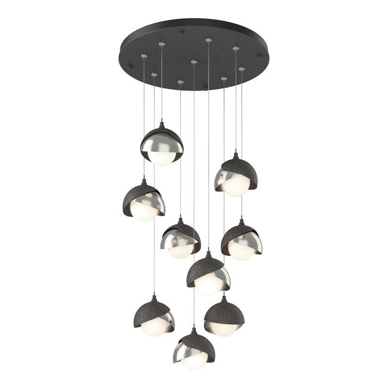 Brooklyn 9-Light Double Shade Pendant Natural Iron Sterling