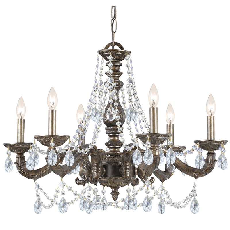 Crystorama 5026-VB-CL-SAQ Paris Market Six Light Chandelier Venetian Bronze