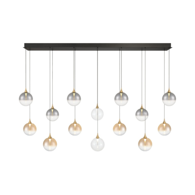 Iissa 14-Light 72″ Chandelier Gold Mixed Glass