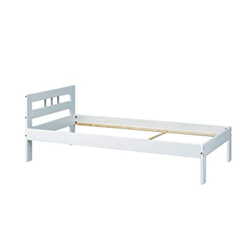 Inter Link Los Angeles, Letto Singolo Moderno Pino Verniciato, Bianco, 205 x 96 x 72 cm