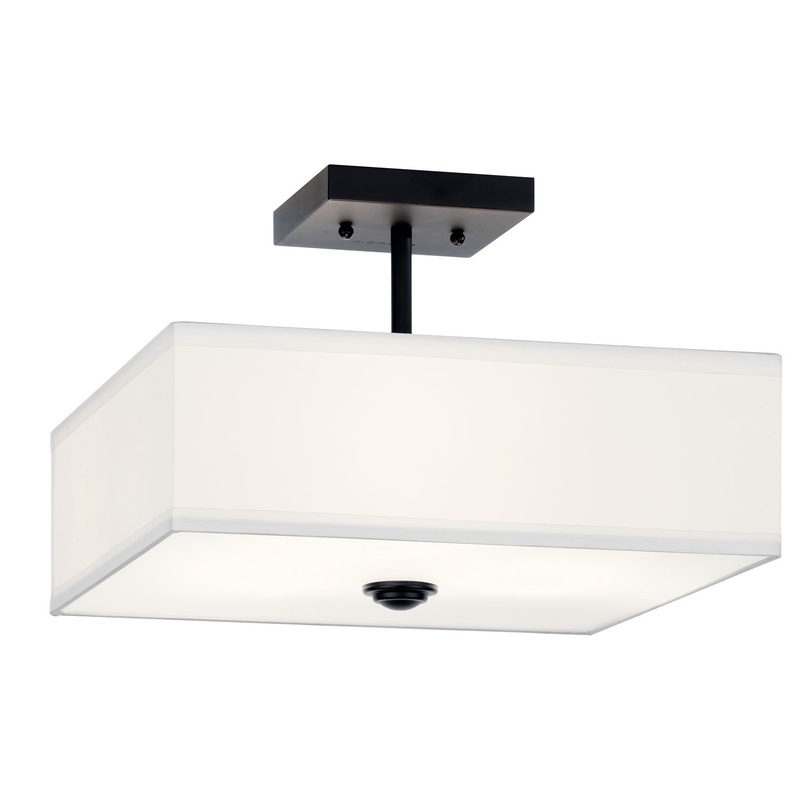 Kichler 43691BK Three Light Semi Flush Mount, Black