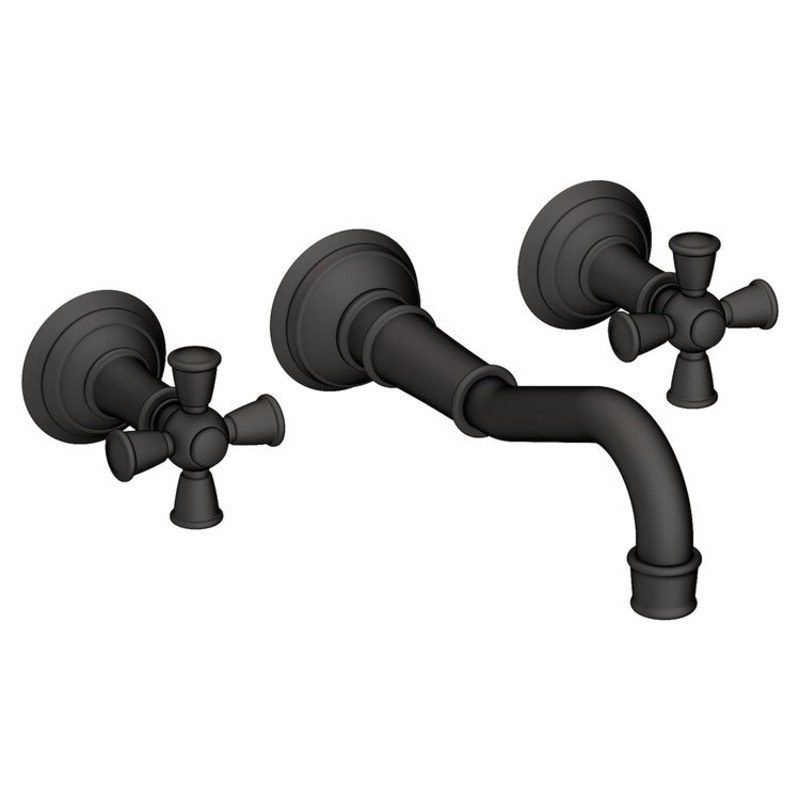 Lavatory Trim Jacobean Wall Mount 2 Cross Flat Black ADA Low Arc 1.2 Gallons per Minute