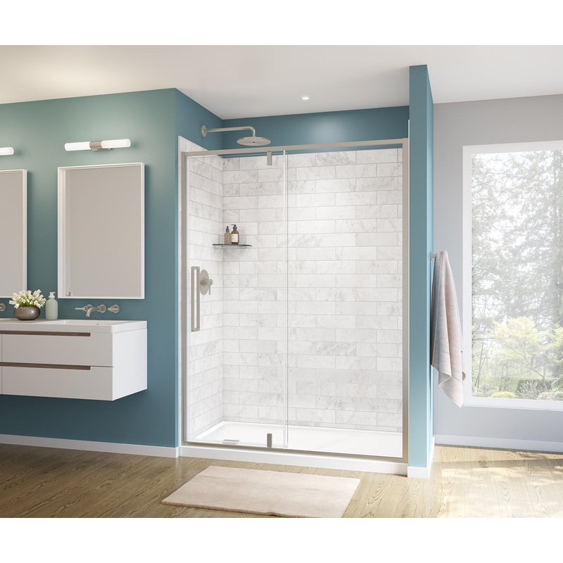 MAAX 135326-900-305-000 Uptown 57-59 x 76 in. 8 mm Pivot Shower Door for Alcove Installation with Clear glass in Brushed Nickel