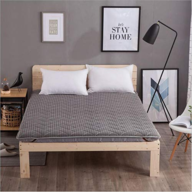 Nileco Trapuntato Tatami Tappetino, Giapponese Coprimaterasso Trapuntato Pieghevole Materasso Futon Portatile Fodera del Materasso Pad Traspirabilit-Grigio Scuro 120x200cm(47x79inch)