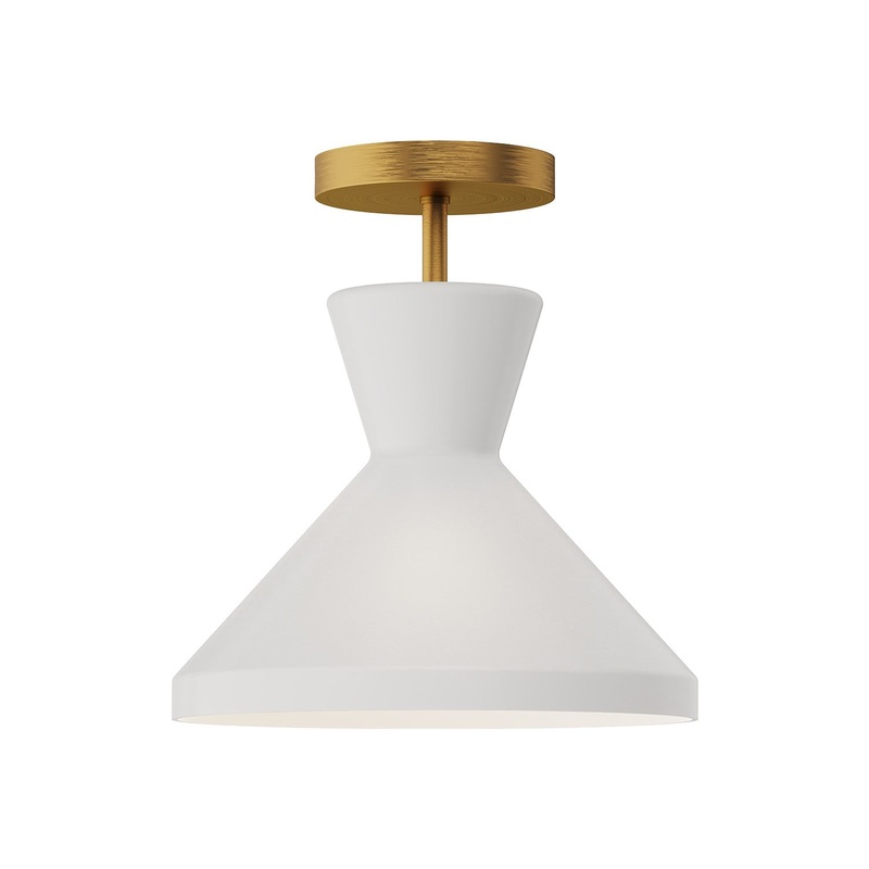 One Light Semi-Flush Mount from the Betty Collection in Aged Gold/Opal Glass|Matte Black/Opal Glass Finish by Alora