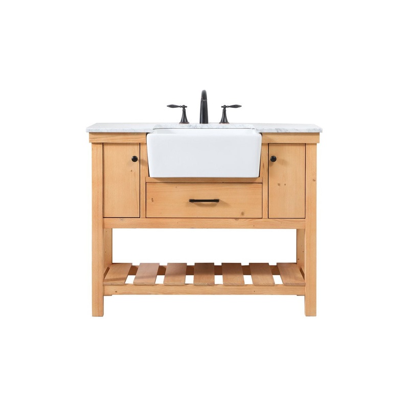 Single Bathroom Vanity from the Clement Collection in Natural Wood Finish by Elegant Lighting