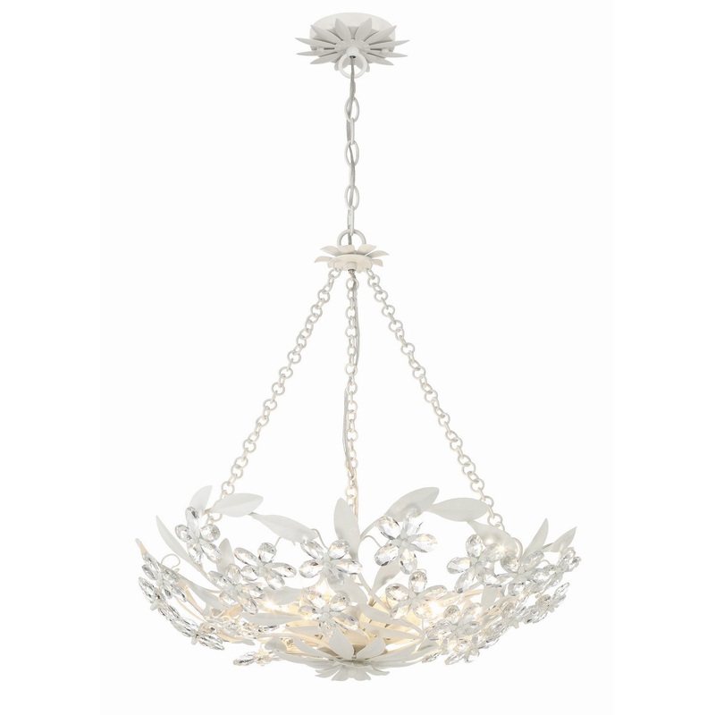Six Light Chandelier from the Marselle Collection in Matte White Finish by Crystorama