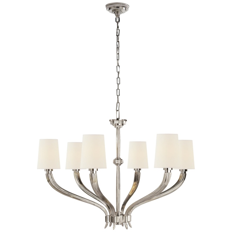 Six Light Chandelier from the Ruhlmann Collection in Polished Nickel Finish by Visual Comfort Signature