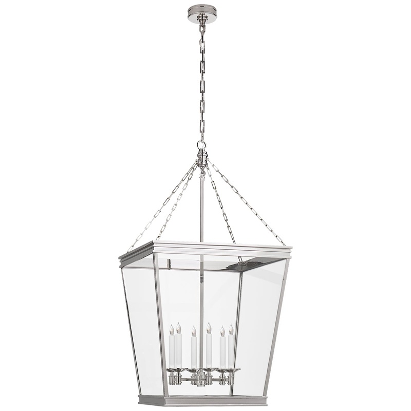 Six Light Lantern from the Launceton Collection in Polished Nickel Finish by Visual Comfort Signature