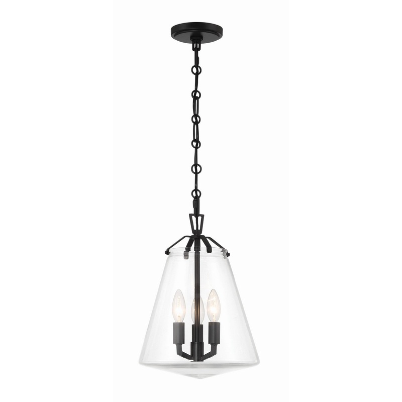 Three Light Mini Chandelier from the Voss Collection in Matte Black Finish by Crystorama