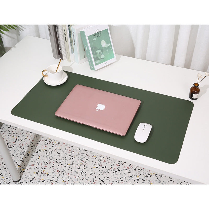 2 PCS Dark green/gray Extra-Large Leather Table Mat for Study & Work – Pad for Students & Office Use (60x30cm)