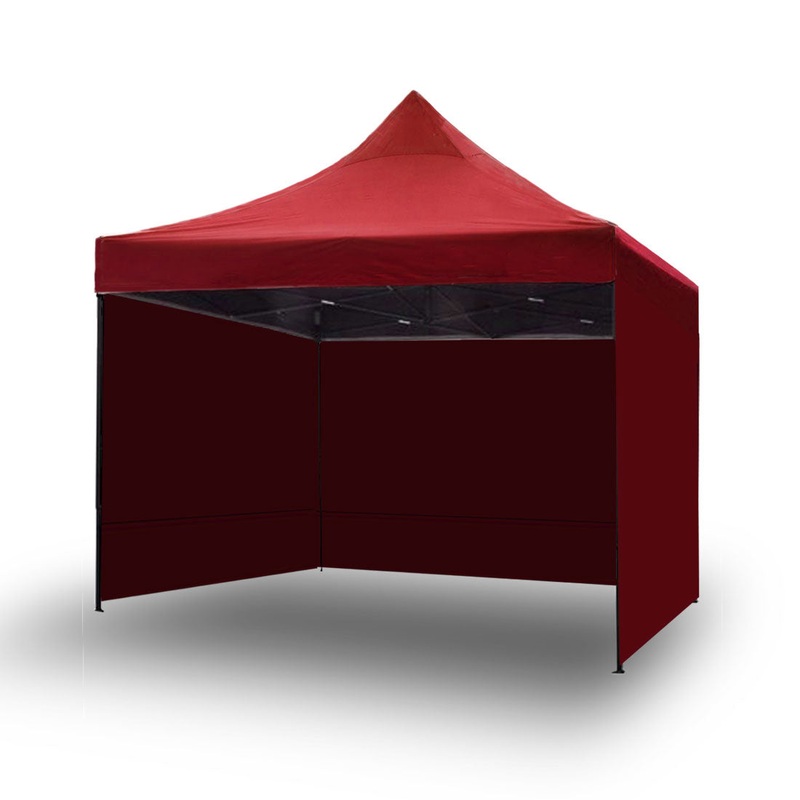 3x3m Pop Up Gazebo Outdoor Tent Folding Marquee Party Camping Market Canopy w/ Side Wall – red