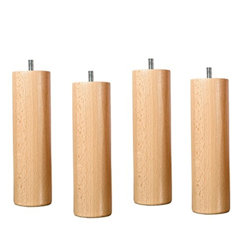 Accessoires-Literie – Set di 4piedi da letto in legno massiccio. Vernice naturale. Altezza 25cm.