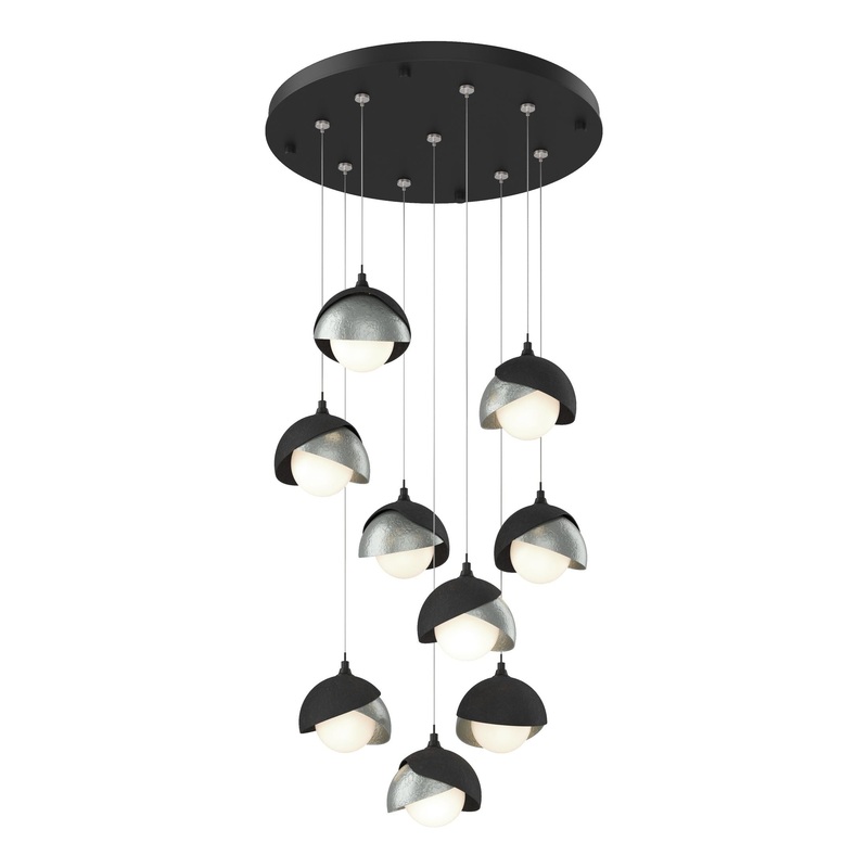 Brooklyn 9-Light Double Shade Pendant Black Vintage Platinum