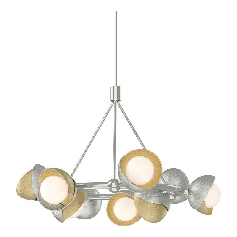 Brooklyn 9-Light Double Shade Ring Pendant Sterling Modern Brass