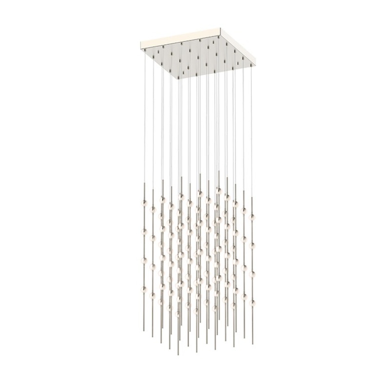 Constellation Cosmic Cube 20″ LED Pendant Satin Nickel with White Optical Acrylic 3000K 20′ Adjustable Cord