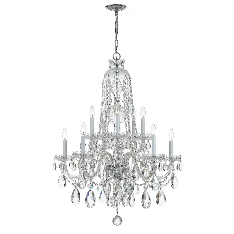 Crystorama 1110-CH-CL-S Traditional Crystal Ten Light Chandelier Polished Chrome
