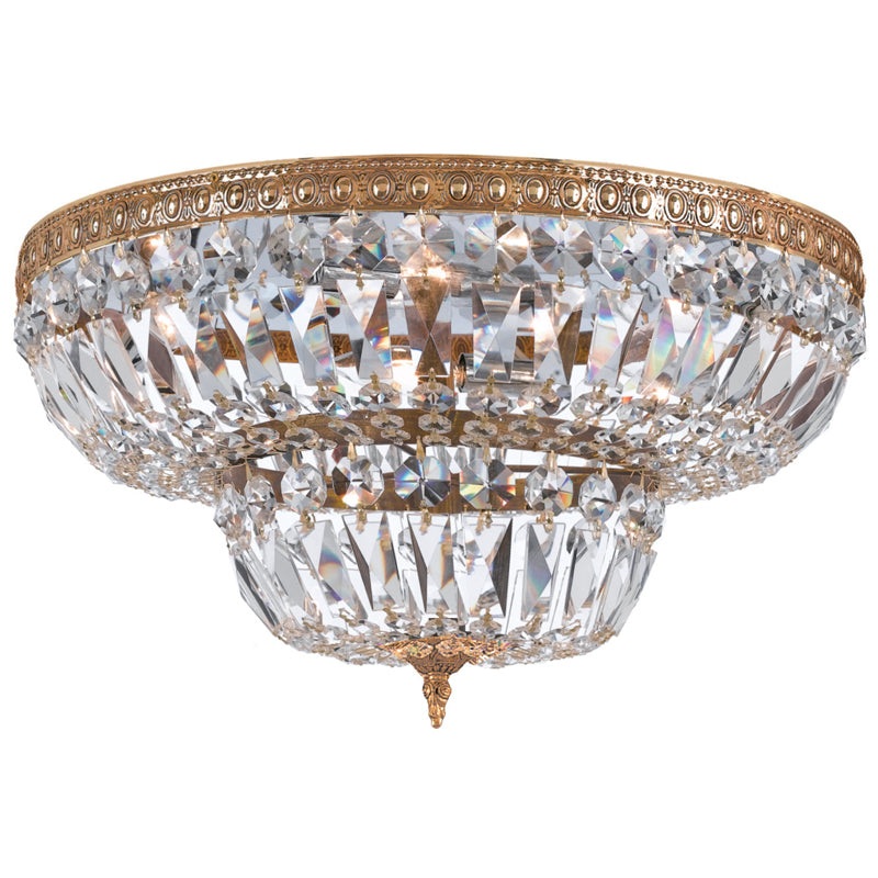 Crystorama 724-OB-CL-S Ceiling Mount Six Light Flush Mount Olde Brass
