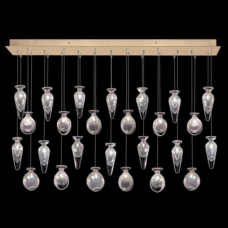 Essence 54″W Rectangular Pendant Gold/Clear Mix