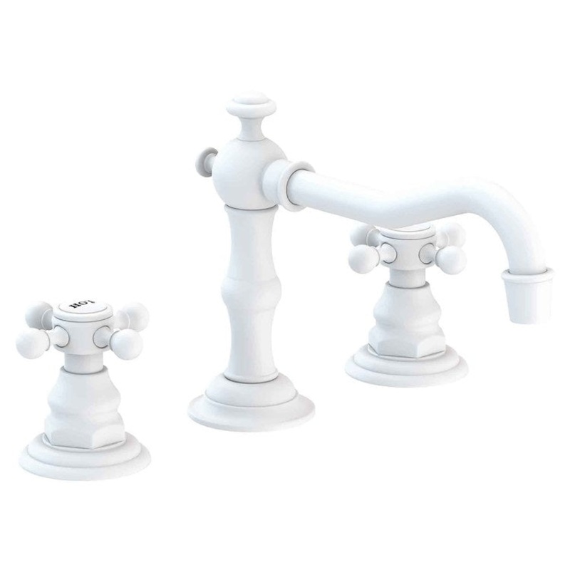 Lavatory Faucet Chesterfield Widespread 8 to 20 Inch Spread 2 Cross ADA Matte White 1.2 Gallons per Minute Brass Spout Height 3-5/16 Inch
