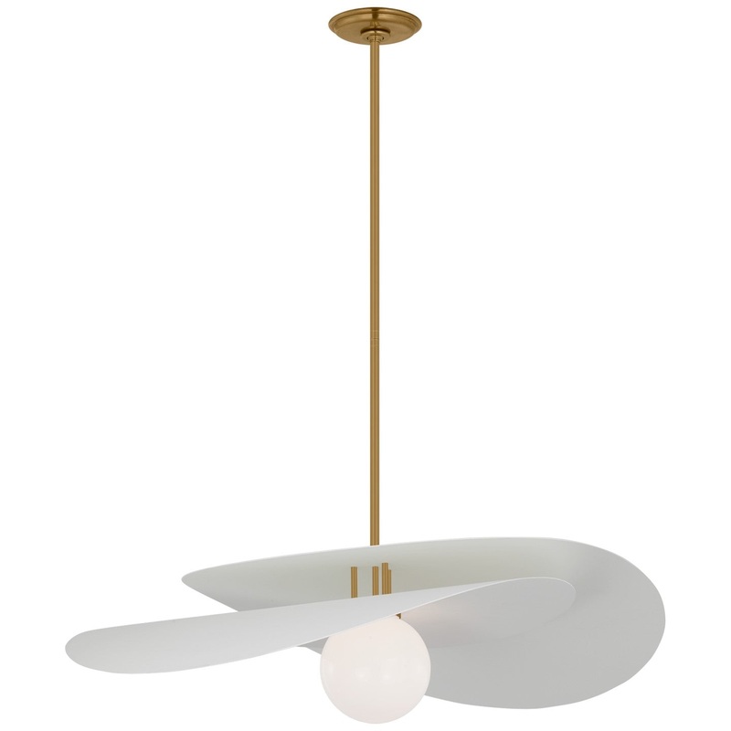 LED Pendant from the Mahalo Collection in Hand-Rubbed Antique Brass And Matte White Finish by Visual Comfort Signature