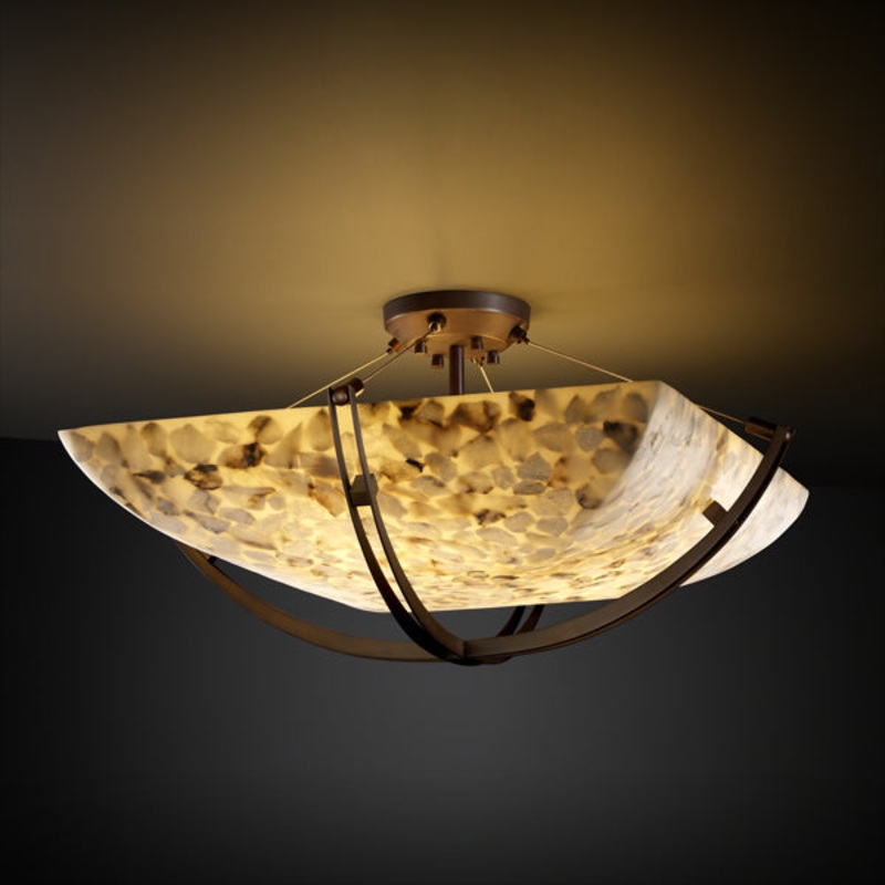 LED Semi-Flush Mount from the Alabaster Rocks! Collection in Dark Bronze Finish by Justice Designs