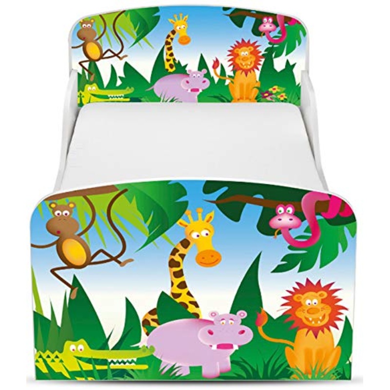 leomark Letto per Bambini in Legno – Animals – Lettino con Materasso, Attrezzatura Stanza per Bambino, Spazio per Dormire 140×70 cm