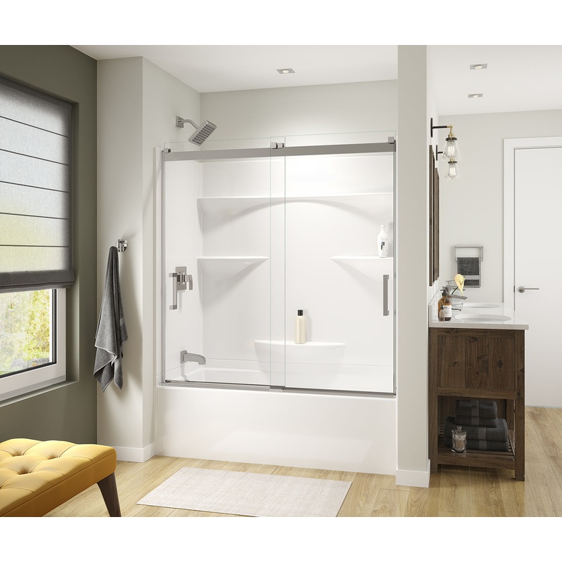 MAAX 135695-900-084-000 Revelation Square 56-59 x 56 -59  in. 8mm Bypass Tub Door for Alcove Installation with Clear glass in Chrome