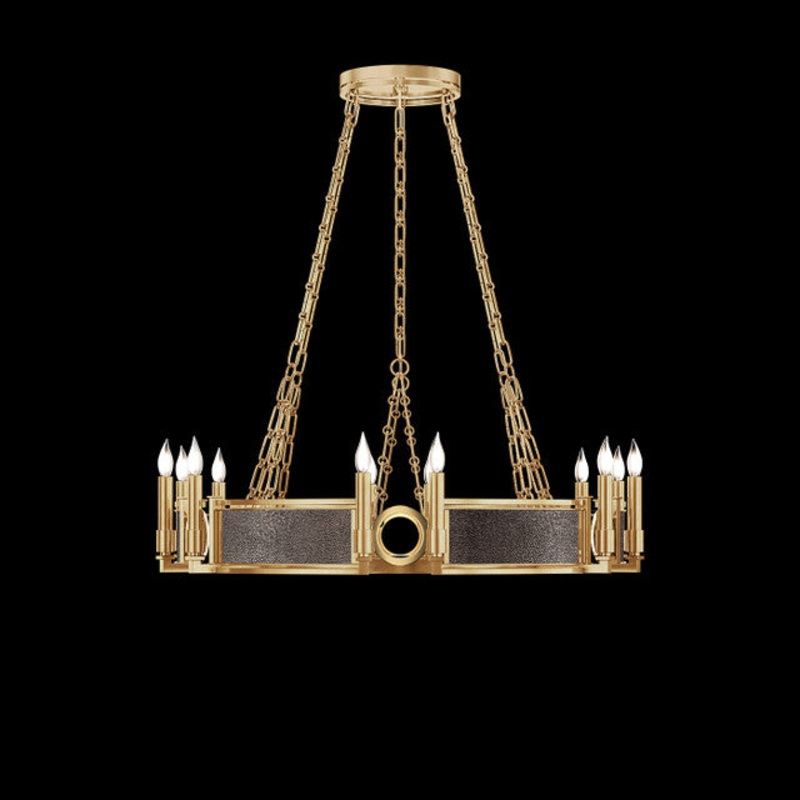 Mirage 35.75″W Round Chandelier Gold Leaf/Brass/Pebble